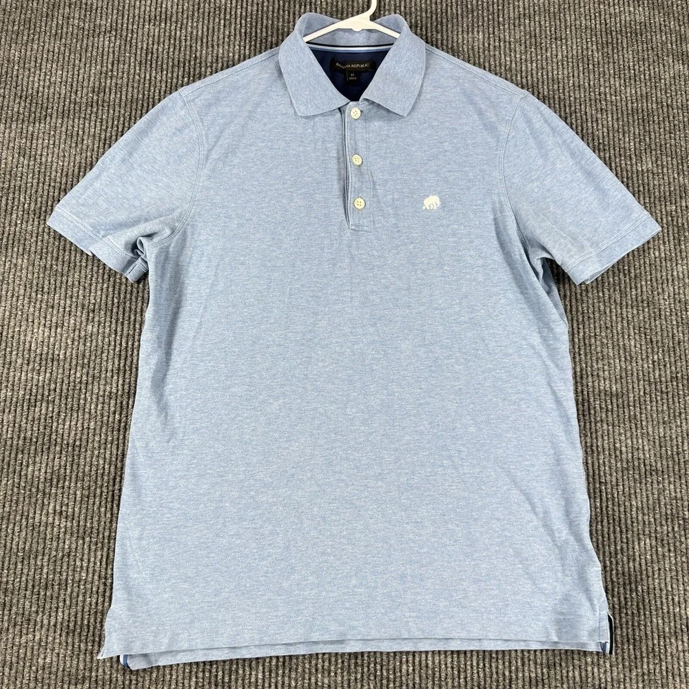 Banana Republic Polo Shirt Mens Medium‎ Blue Short Sleeve Classic Preppy